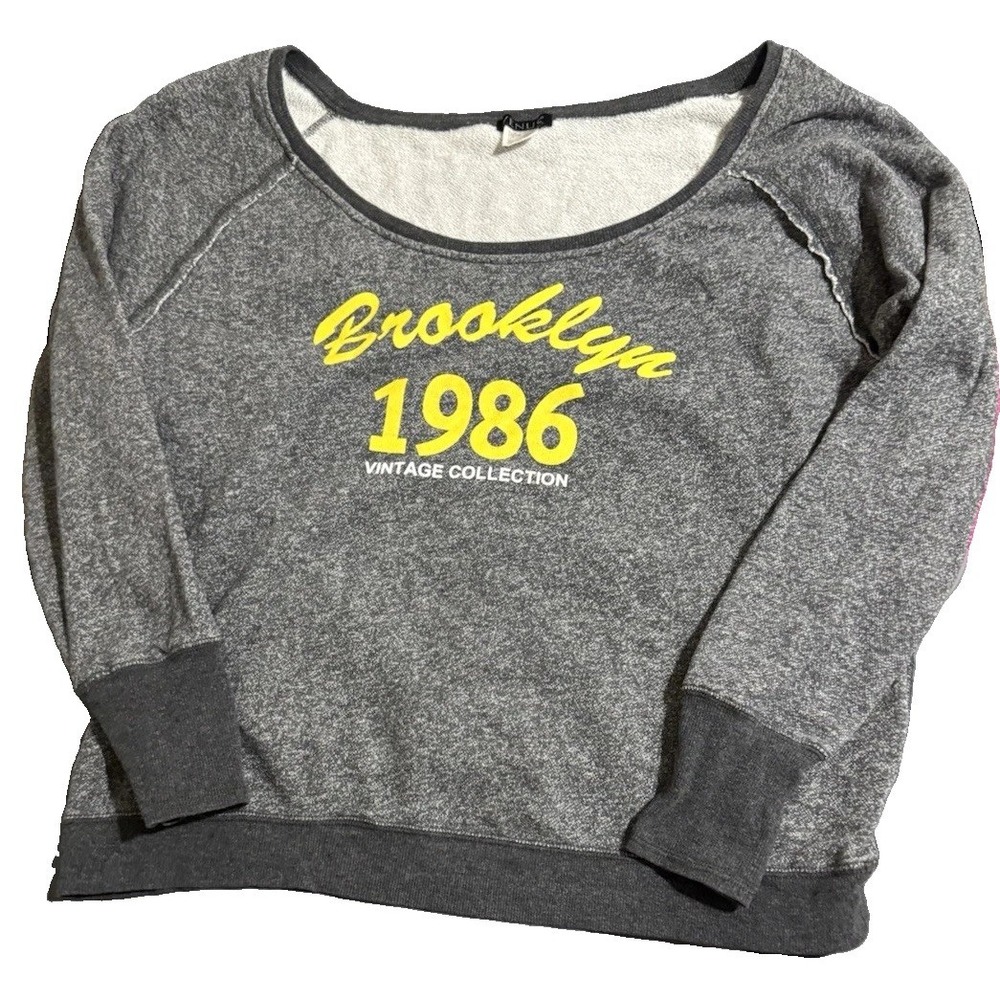 Venus Brooklyn 1986 Vintage Collection Sweatshirt Gray Plus Size Off Shoulder L